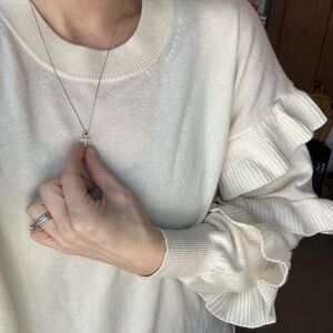 J. Crew Cream Ruffle Sleeve Sweater